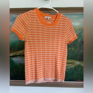 Madewell Orange and Tan Fitted Knit T-Shirt